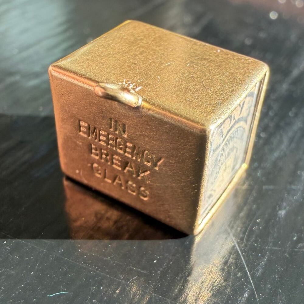 Vintage 14K Yellow Gold Emergency Mad Money Novelty Charm Pendant Box